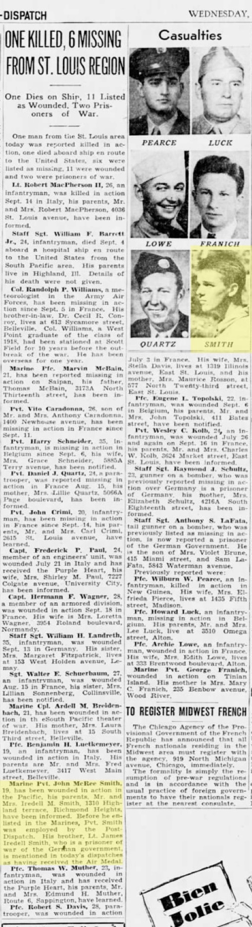 Smith Listed as Wounded